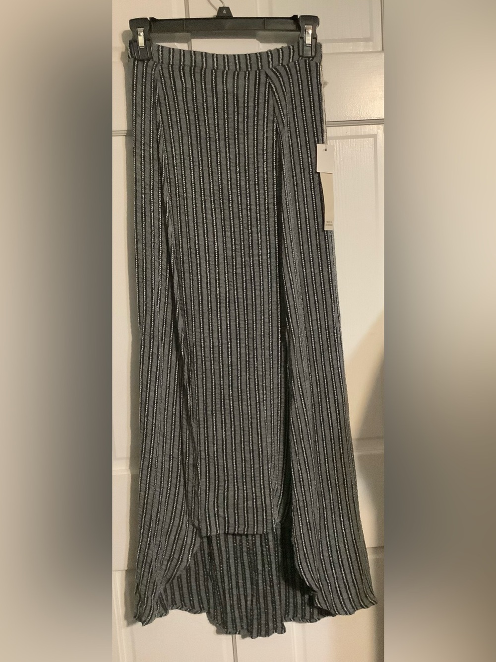 Saltwater Luxe pin stripe skirt front flap (open slits)